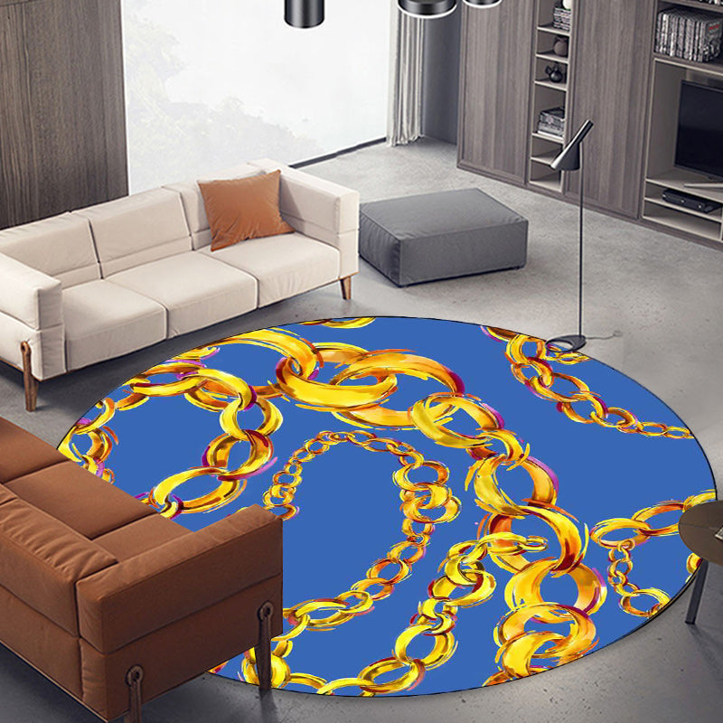 Blue Bedroom Rug Modern Chain Pattern Area Rug Polyester Machine Washable Stain-Resistant Carpet Clearhalo 'Area Rug' 'Modern' 'Rugs' Rug' 1613283