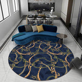 Contemporary Modern Rug in Blue Belt Chain Pattern Rug Polyester Washable Carpet for Home Decoration Navy Clearhalo 'Area Rug' 'Modern' 'Rugs' Rug' 1613306