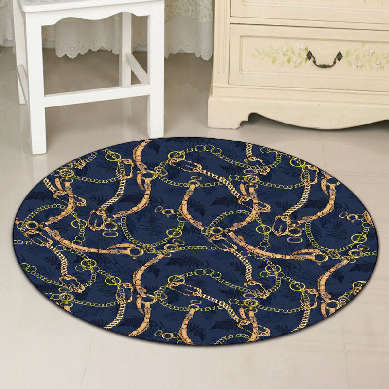 Contemporary Modern Rug in Blue Belt Chain Pattern Rug Polyester Washable Carpet for Home Decoration Clearhalo 'Area Rug' 'Modern' 'Rugs' Rug' 1613307