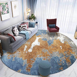 Funky Abstract Rug Blue and Golden Nordic Rug Polyester Washable Anti-Slip Backing Area Rug for Living Room Blue Clearhalo 'Area Rug' 'Modern' 'Rugs' Rug' 1613434