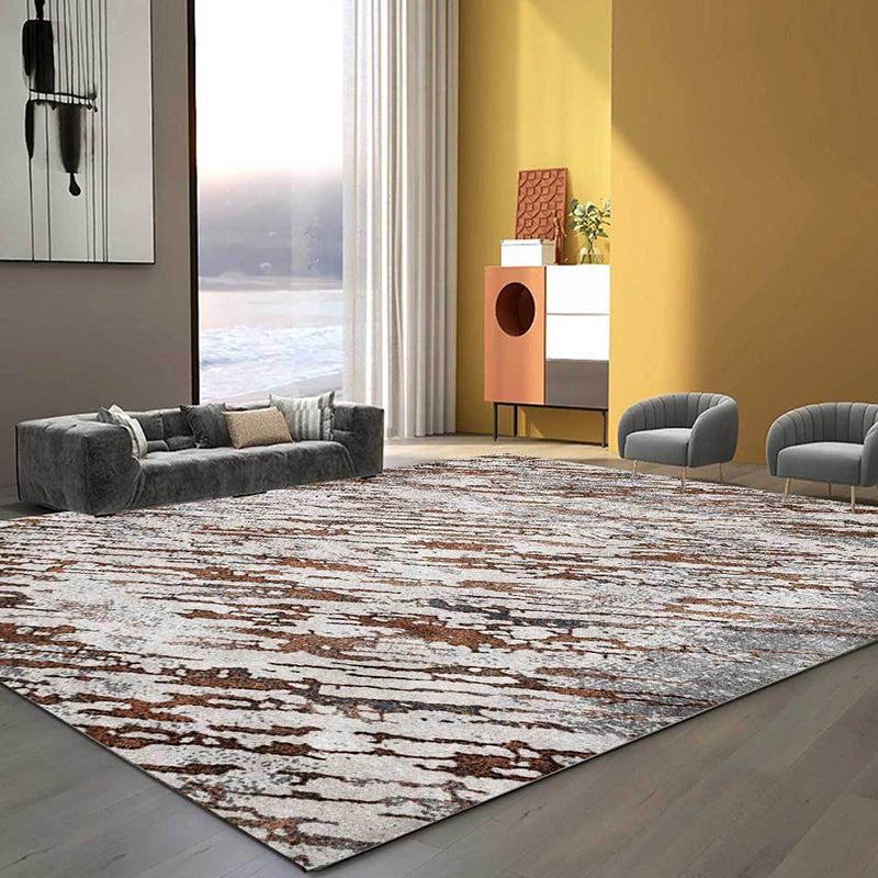 Brown and Grey Industrial Rug Polyester Abstract Rug Washable Non-Slip Backing Carpet for Living Room Brown Clearhalo 'Area Rug' 'Modern' 'Rugs' Rug' 1613474