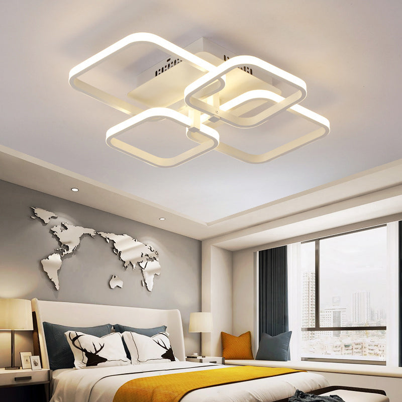 Geometric Living Room Flush Light Acrylic LED 4/6/8 Lights Modernism Semi Flush Ceiling Light in Warm/White Light Clearhalo 'Ceiling Lights' 'Close To Ceiling Lights' 'Close to ceiling' 'Semi-flushmount' Lighting' 161355