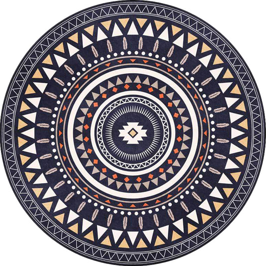 Vintage Concentric Circles Pattern Rug Blue and Green Tribal Rug Polyester Washable Anti-Slip Backing Area Rug for Living Room Clearhalo 'Area Rug' 'Rugs' 'Southwestern' Rug' 1613712