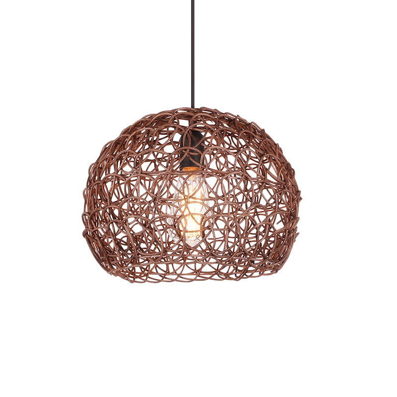 Semi Globe Hanging Ceiling Light with Adjustable Cord Loft Style 1 Light Pendant Lamp in Brown Clearhalo 'Ceiling Lights' 'Modern Pendants' 'Modern' 'Pendant Lights' 'Pendants' Lighting' 161383