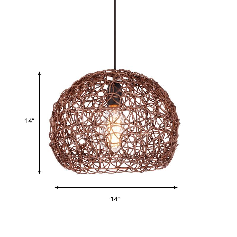 Semi Globe Hanging Ceiling Light with Adjustable Cord Loft Style 1 Light Pendant Lamp in Brown Clearhalo 'Ceiling Lights' 'Modern Pendants' 'Modern' 'Pendant Lights' 'Pendants' Lighting' 161384