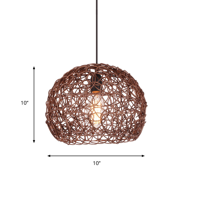 Semi Globe Hanging Ceiling Light with Adjustable Cord Loft Style 1 Light Pendant Lamp in Brown Clearhalo 'Ceiling Lights' 'Modern Pendants' 'Modern' 'Pendant Lights' 'Pendants' Lighting' 161385