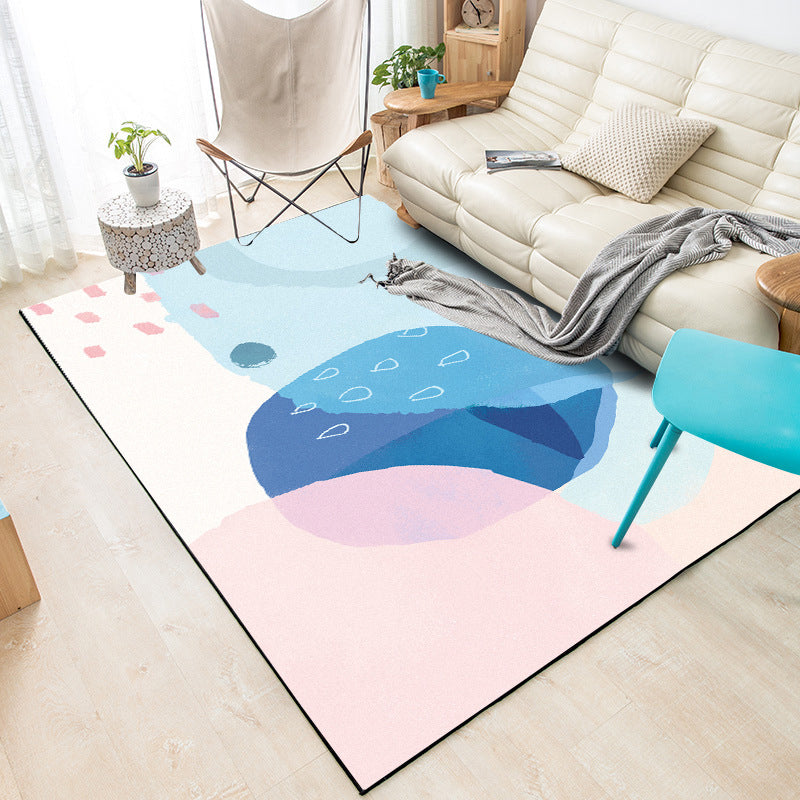 Blue and Pink Bedroom Rug Novelty Color Block Watercolor Painting Pattern Area Rug Polyester Washable Carpet Blue-Pink Clearhalo 'Area Rug' 'Rug' 1614004