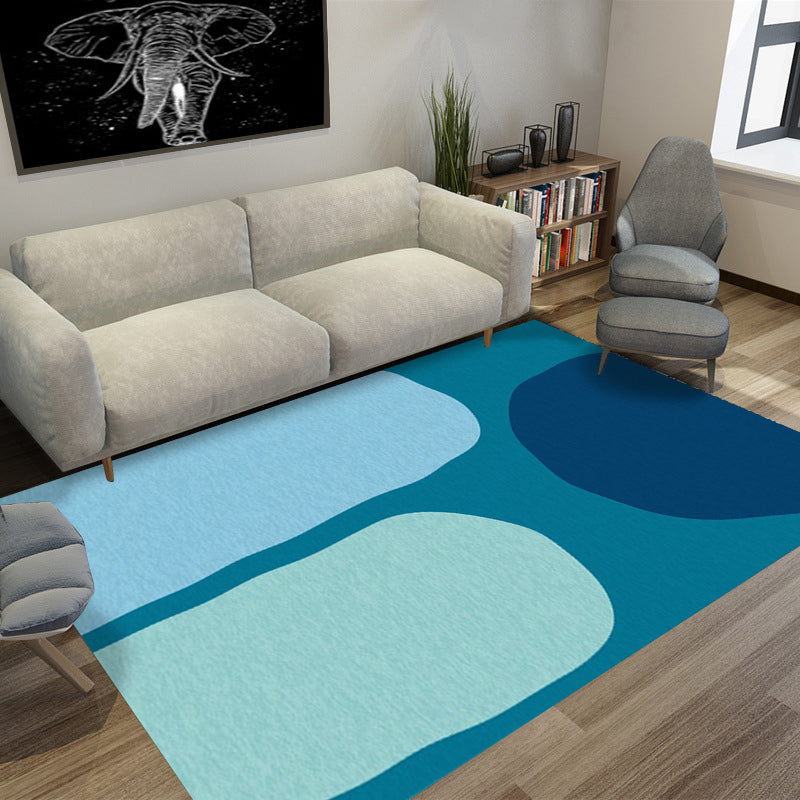 Blue Bedroom Rug Novelty Color Block Pattern Area Rug Polyester Machine Washable Carpet Blue Clearhalo 'Area Rug' 'Rug' 1614020