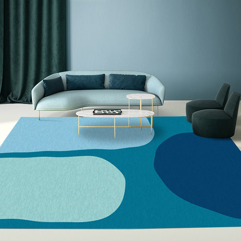 Blue Bedroom Rug Novelty Color Block Pattern Area Rug Polyester Machine Washable Carpet Clearhalo 'Area Rug' 'Rug' 1614021