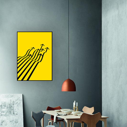 Minimalism Arrows Wall Decor Yellow and Black Textured Canvas Wall Art for Living Room - Clearhalo - 'Arts' - 'Canvas Art' - 1614284