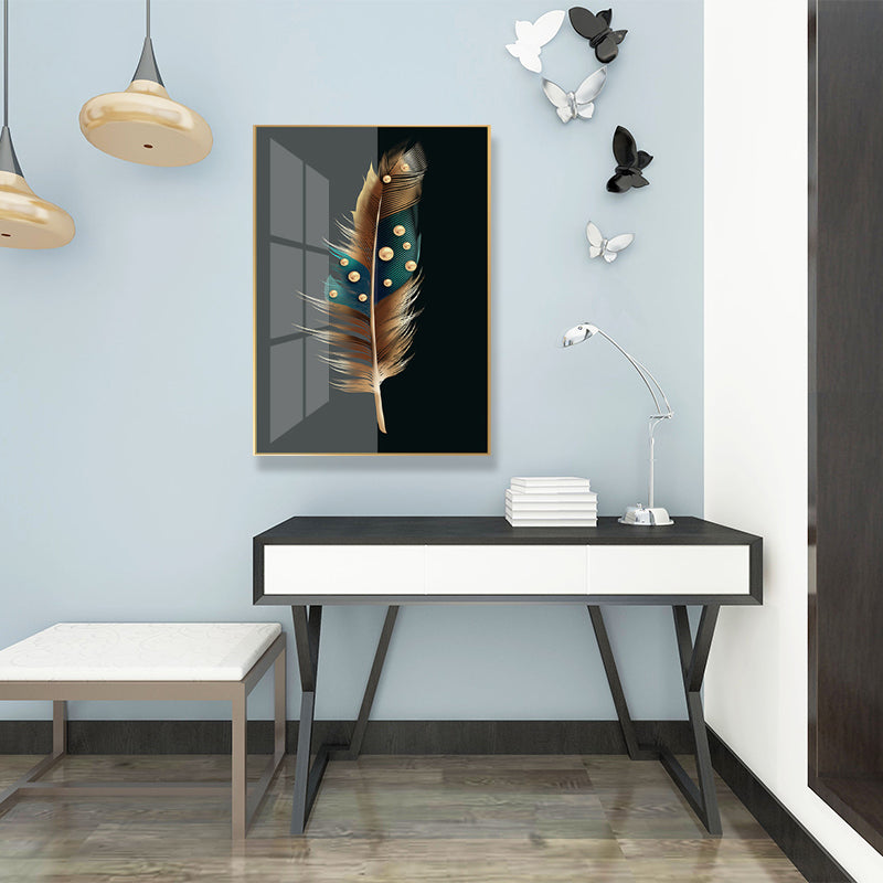 Digitale kunst veer bedrukt canvas voor woonkamer, donkere kleur, gestructureerd oppervlak