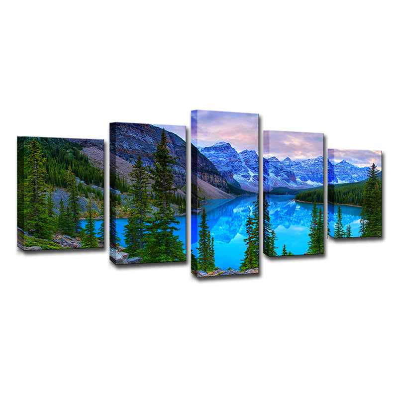 Banff National Park Scenery Canvas Art Blue Global Inspired Wall Decor for Dining Room Clearhalo 'Art Gallery' 'Canvas Art' 'Contemporary Art Gallery' 'Modern' Arts' 1614650