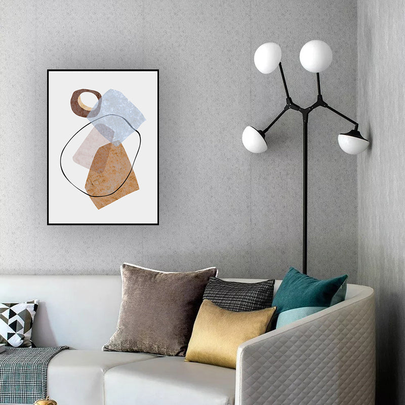 Geometrie Wall Art Print Pastel Color Noordse stijl Canvas voor woonkamer, getextureerd