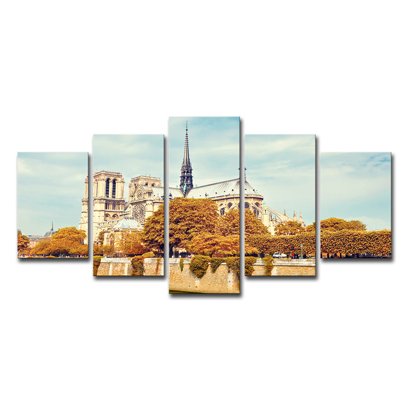 Décor mural d'inspiration mondiale marron Notre-Dame de Paris Wall Art Print, Multi-pièce