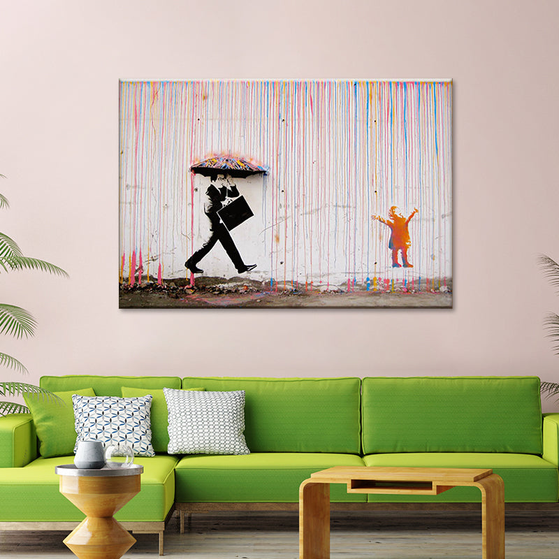 Rainbow Rain Canvas Wall Art Textured Creative Modern Sitting Room Wall Decoration White Clearhalo 'Art Gallery' 'Canvas Art' 'Contemporary Art Gallery' 'Modern' Arts' 1614941