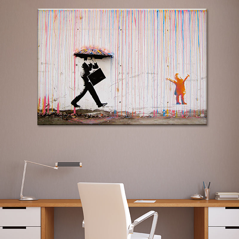 Rainbow Rain Canvas Wall Art Textured Creative Modern Sitting Room Wall Decoration Clearhalo 'Art Gallery' 'Canvas Art' 'Contemporary Art Gallery' 'Modern' Arts' 1614942