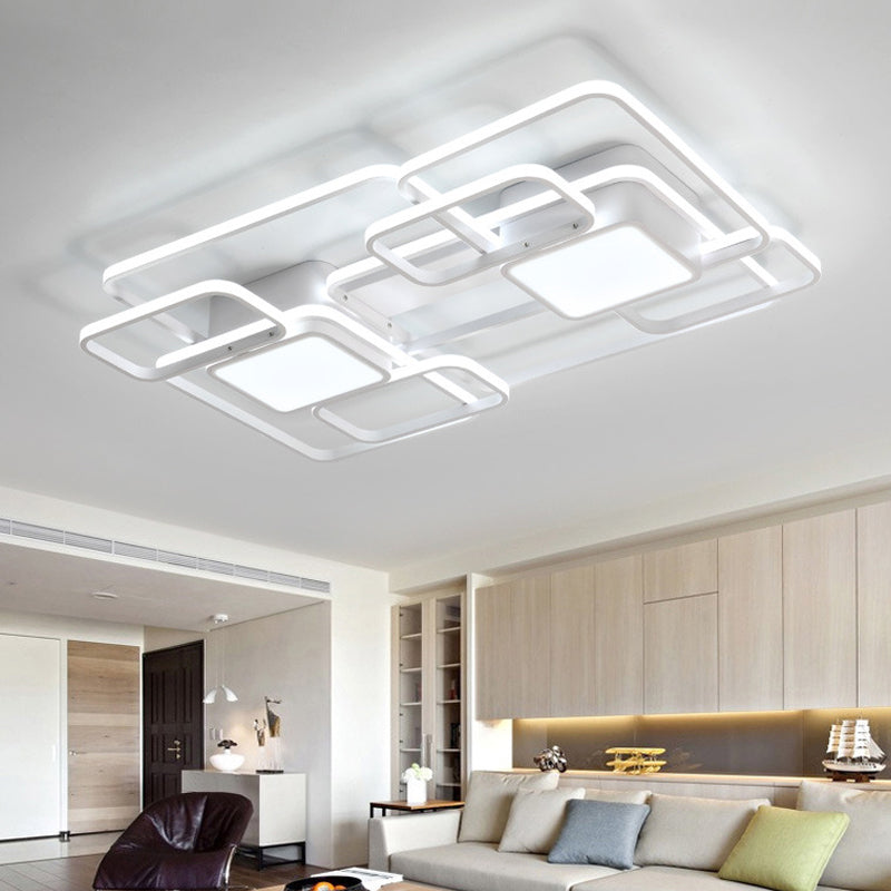 Square and Block Acrylic Ceiling Light Modern LED 18"/21.5"/25.5" Wide Flush Light in Warm/White/Natural Light White Clearhalo 'Ceiling Lights' 'Close To Ceiling Lights' 'Close to ceiling' 'Flush mount' Lighting' 161496