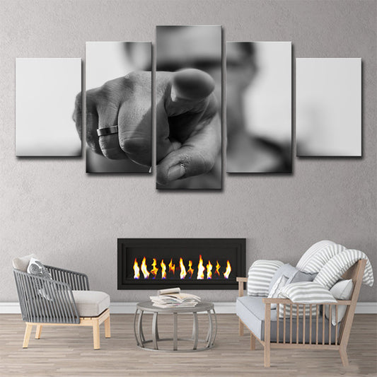 Grey Contemporary Wall Art Hand Pointing A Figure Canvas Print for Living Room Grey Clearhalo 'Art Gallery' 'Canvas Art' 'Contemporary Art Gallery' 'Modern' Arts' 1615077