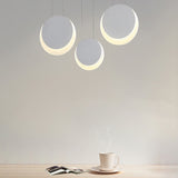 LED Pendant Light Simplicity White Suspension Pendant with Crescent Shaped Edge Acrylic Shade in Warm/White Light, 6.5"/8.5"W Clearhalo 'Ceiling Lights' 'Modern Pendants' 'Modern' 'Pendant Lights' 'Pendants' Lighting' 161518