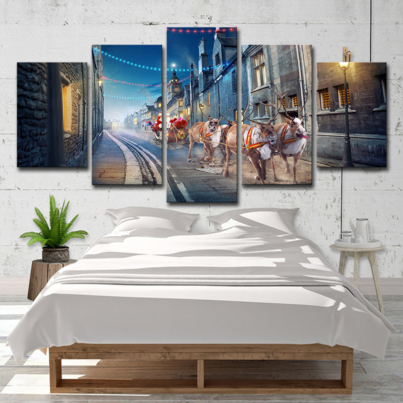 Christmas Santa Claus Painting Multiple-Piece Modern Sitting Room Wall Art - Clearhalo - 'Arts' - 'Canvas Art' - 1615217