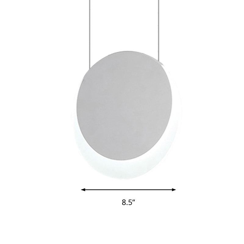 LED Pendant Light Simplicity White Suspension Pendant with Crescent Shaped Edge Acrylic Shade in Warm/White Light, 6.5"/8.5"W Clearhalo 'Ceiling Lights' 'Modern Pendants' 'Modern' 'Pendant Lights' 'Pendants' Lighting' 161522