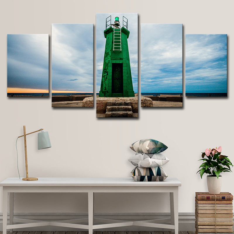 Green Lighthouse Wall Art España Denia Cruise Port Modern Multi-Piece Canvas impresa para hotel