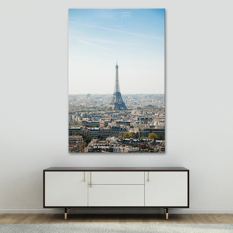 Blue Paris Tower Canvas Print Textured Global Inspired Wall Art for House Interior - Blue - Clearhalo - 'Arts' - 'Canvas Art' - 1615323