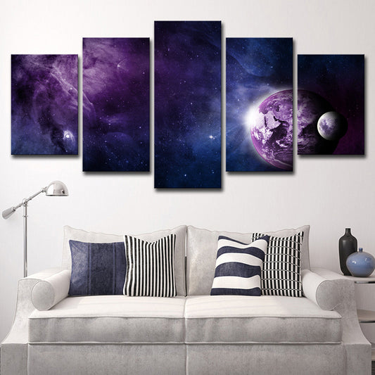 Outer Space Canvas Art Kids Style Vast Milky Way Wall Decoration in Purple-Black Purple Clearhalo 'Art Gallery' 'Canvas Art' 'Kids' Arts' 1615392