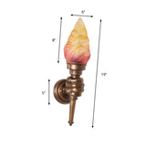 Torch Wall Mount Light Rustic Glass Shade 1 Light Sconce Lighting in Bronze for Foyer Clearhalo 'Wall Lamps & Sconces' 'Wall Lights' Lighting' 161544