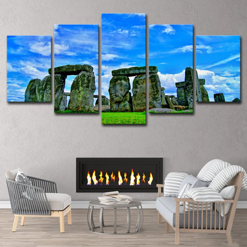 Toile monothérapie d'inspiration mondiale Blue Stonehenge Landscape Wall Art pour chambre à coucher