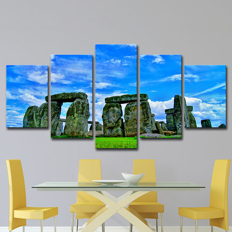 Toile monothérapie d'inspiration mondiale Blue Stonehenge Landscape Wall Art pour chambre à coucher