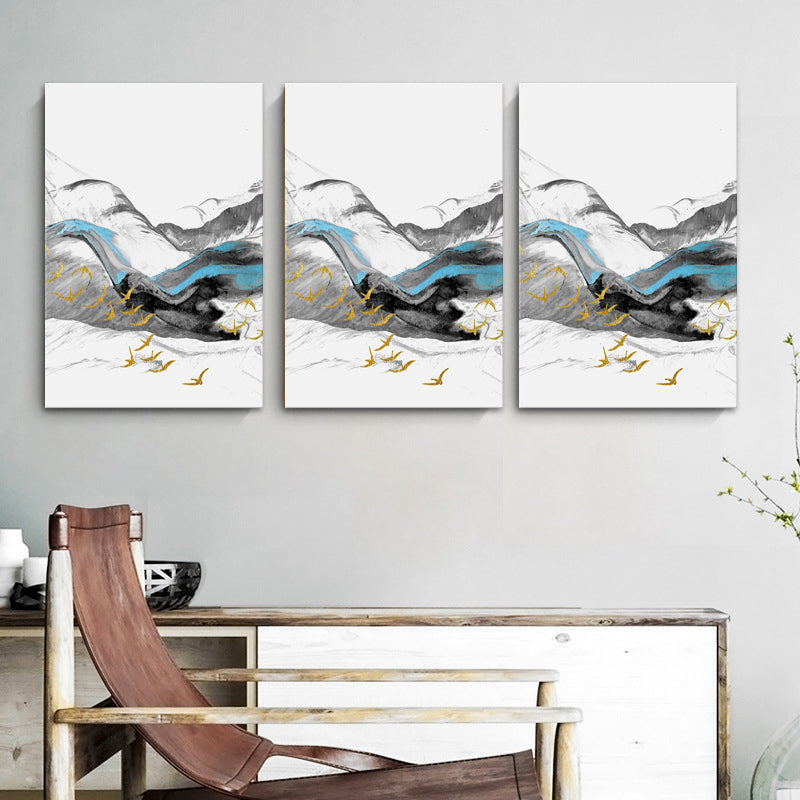 Bird Flying over Mountains Painting Textured Modernism Dining Room Wall Art Decor Clearhalo 'Art Gallery' 'Canvas Art' 'Contemporary Art Gallery' 'Modern' Arts' 1615650