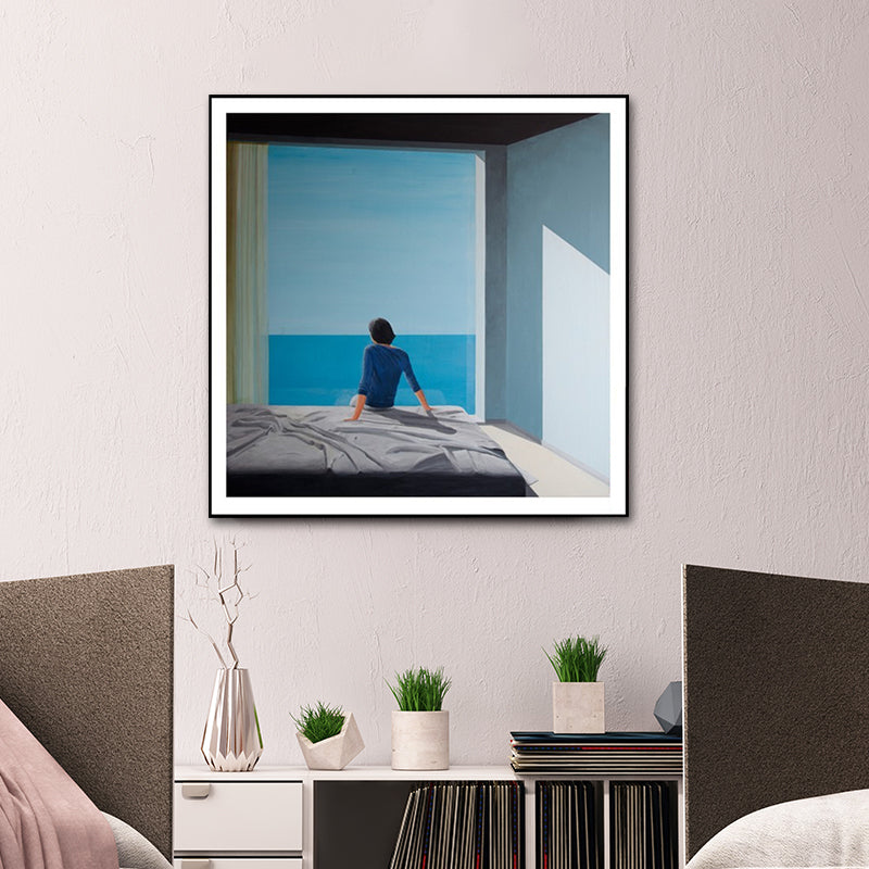 Sea and Loneliness Painting Art Print Textured Modernist Bedroom Wall Decoration Clearhalo 'Arts' 'Canvas Art' 1615812