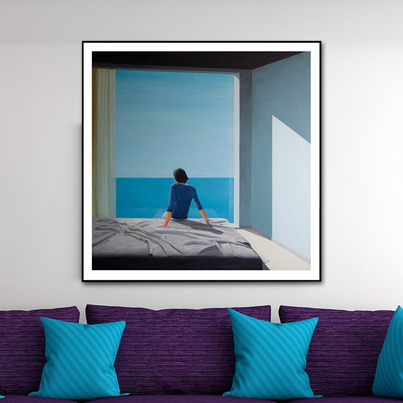 Sea and Loneliness Painting Art Print Textured Modernist Bedroom Wall Decoration Clearhalo 'Arts' 'Canvas Art' 1615813