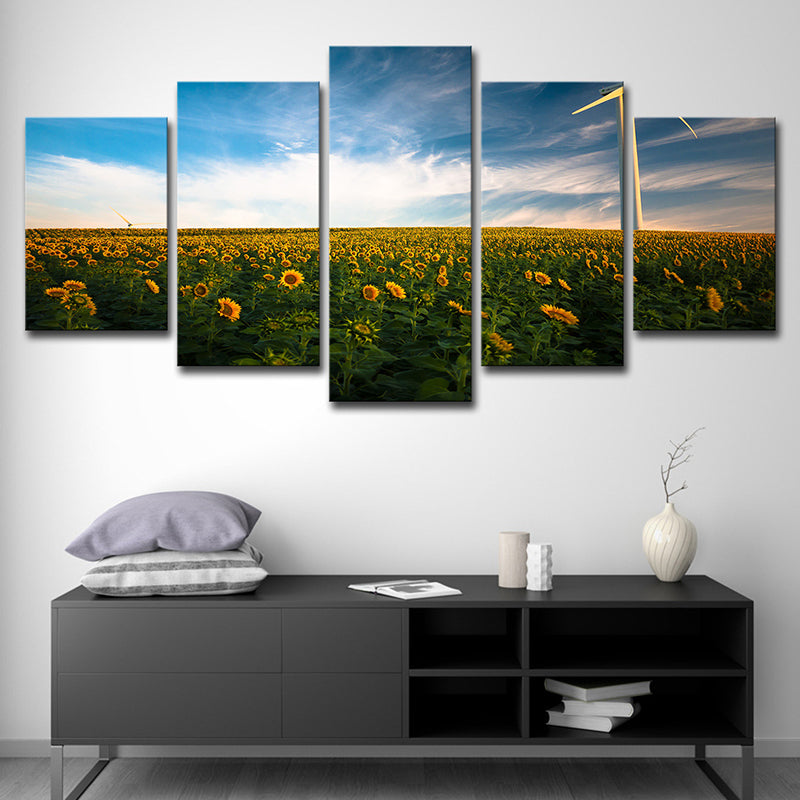 Modernist Sunflower Field Wall Art in Yellow Dining Room Wall Decor, Multi-Piece Yellow Clearhalo 'Art Gallery' 'Canvas Art' 'Contemporary Art Gallery' 'Modern' Arts' 1615852