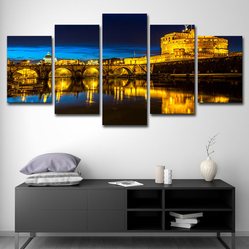 Paesaggio notturno di Florence Art Print Global Inspited Canvas Decoration in giallo