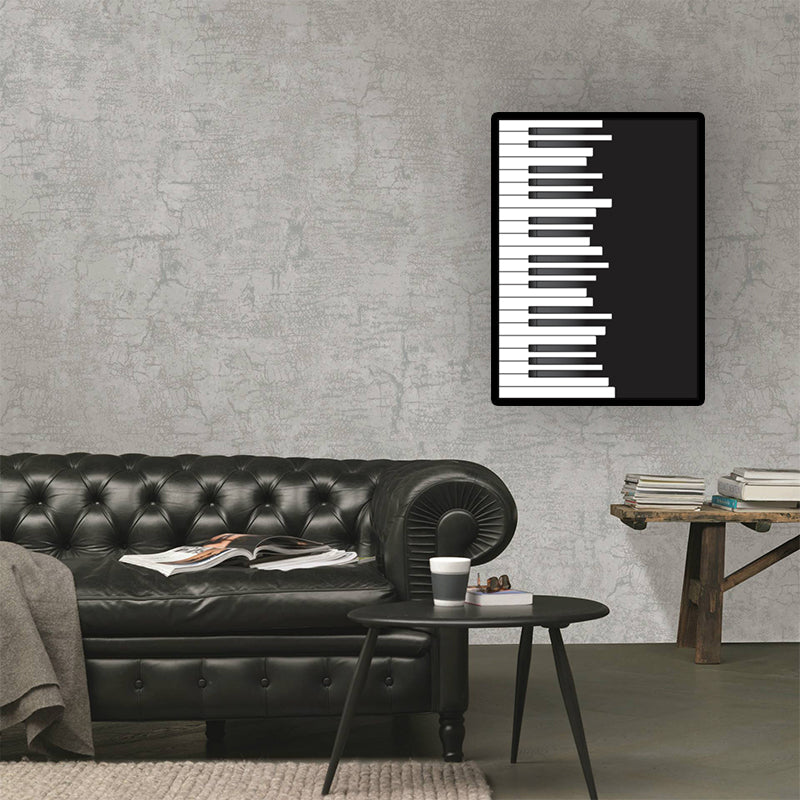 Minimalist Piano Wall Decor Black and White Textured Canvas Print for Living Room - Clearhalo - 'Arts' - 'Canvas Art' - 1616311