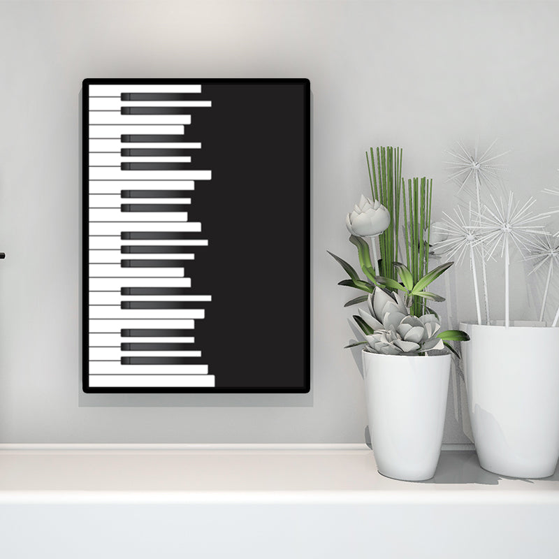 Minimalist Piano Wall Decor Black and White Textured Canvas Print for Living Room - Clearhalo - 'Arts' - 'Canvas Art' - 1616312