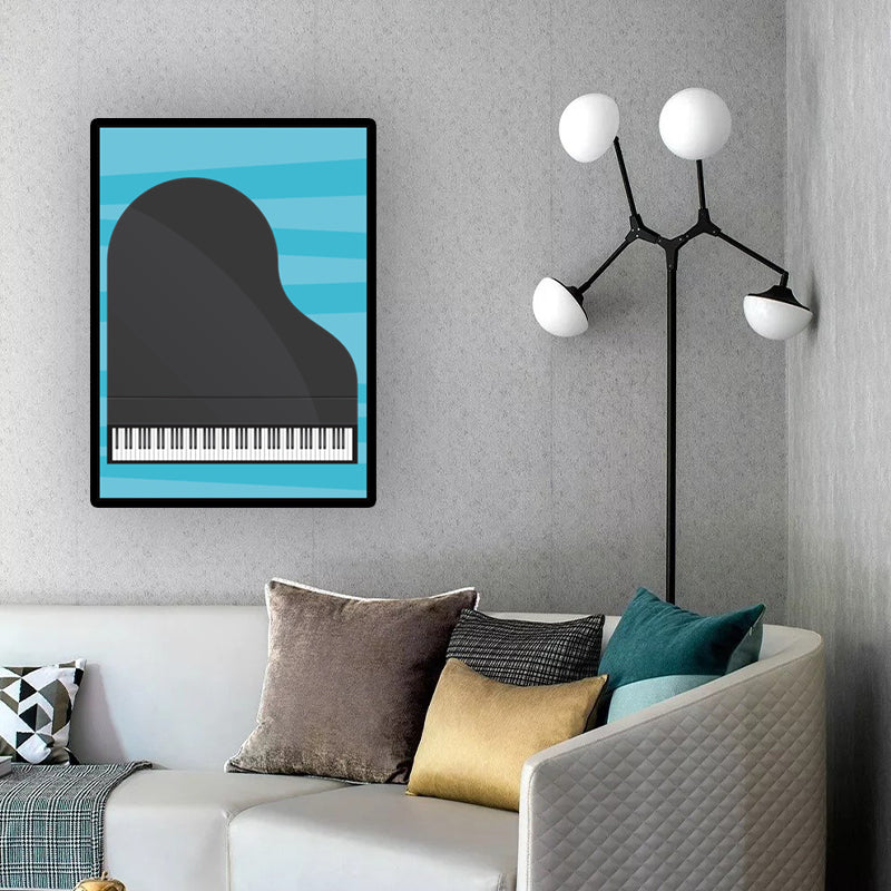 Minimalist Piano Wall Decor Black and White Textured Canvas Print for Living Room - Clearhalo - 'Arts' - 'Canvas Art' - 1616319