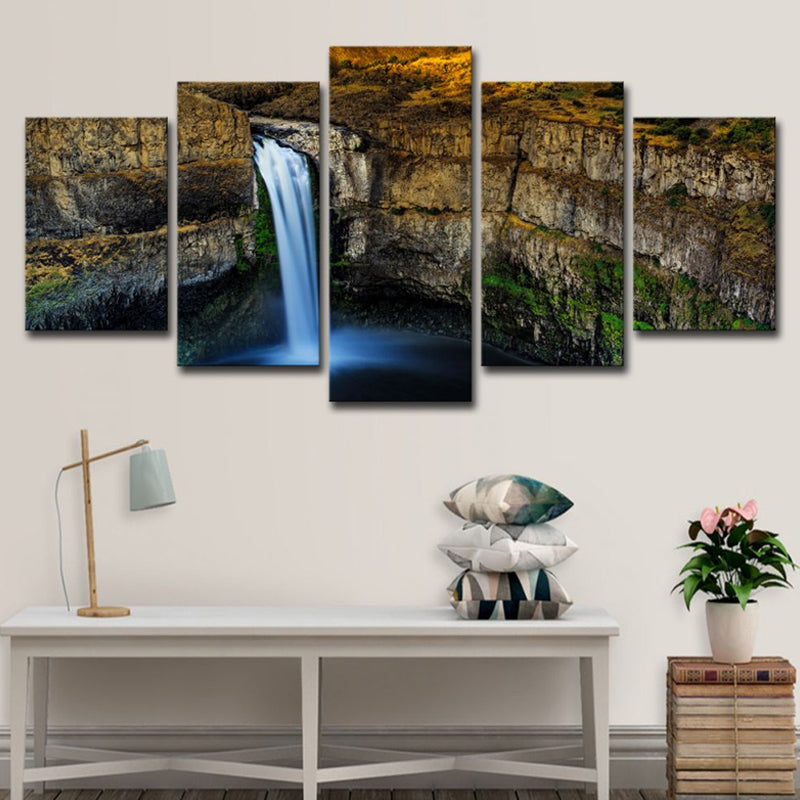 Modern Palouse Falls Wall Art Brown Washington Canyon Scenery Canvas Print, Multi-Piece Brown Clearhalo 'Art Gallery' 'Canvas Art' 'Contemporary Art Gallery' 'Modern' Arts' 1616527