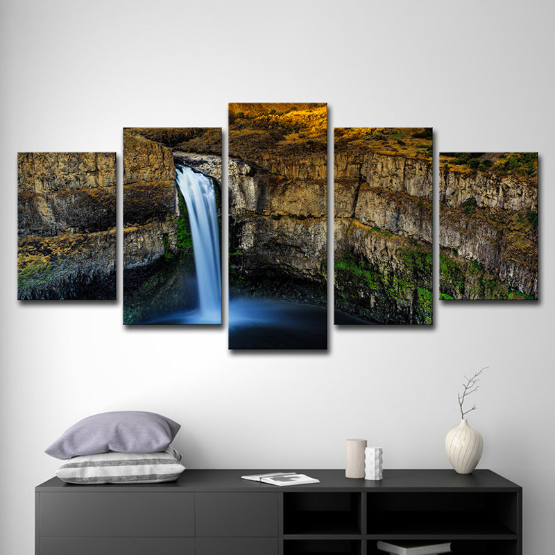 Modern Palouse Falls Wall Art Brown Washington Canyon Scenery Canvas Print, Multi-Piece Clearhalo 'Art Gallery' 'Canvas Art' 'Contemporary Art Gallery' 'Modern' Arts' 1616528