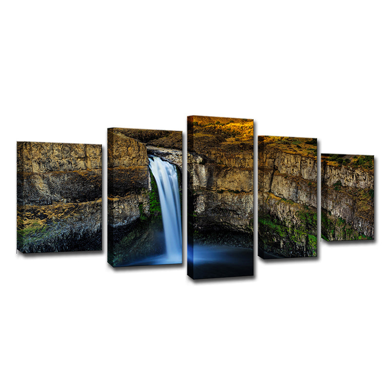 Modern Palouse Falls Wall Art Brown Washington Canyon Scenery Canvas Print, Multi-Piece Clearhalo 'Art Gallery' 'Canvas Art' 'Contemporary Art Gallery' 'Modern' Arts' 1616530