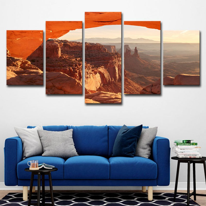 Orange Mesa Arch Sunrise Canvas Multi-Piece Modernist Style Bedroom Wall Art Print Orange Clearhalo 'Art Gallery' 'Canvas Art' 'Contemporary Art Gallery' 'Modern' Arts' 1616548