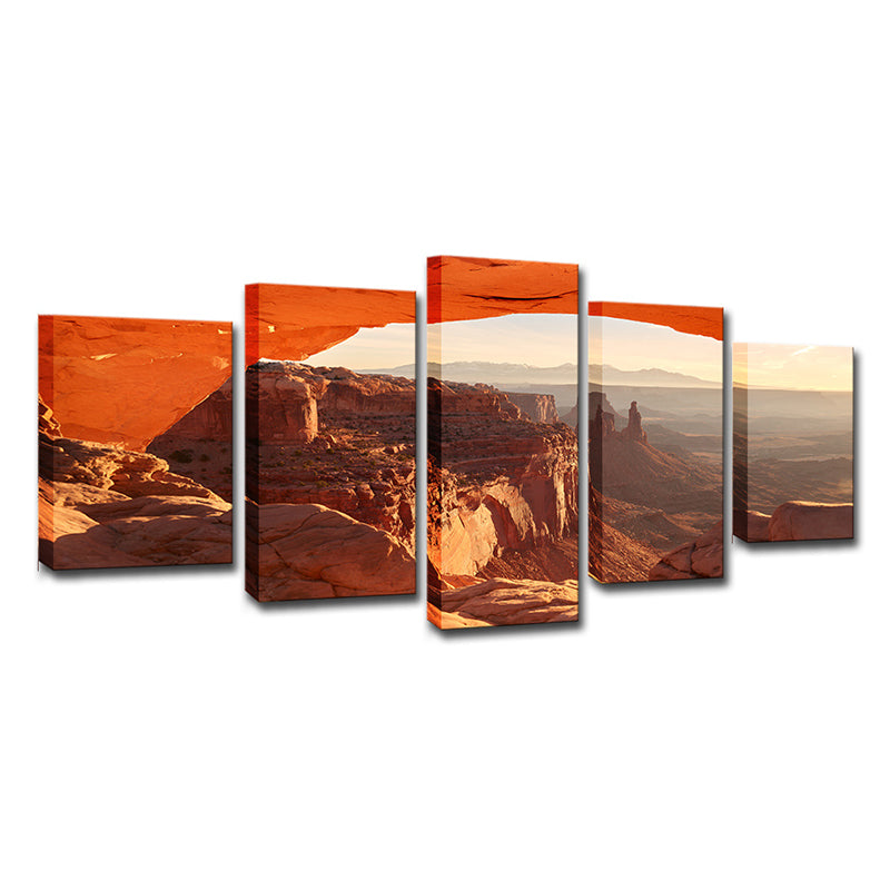 Orange Mesa Arch Sunrise Canvas Multi-Piece Modernist Style Bedroom Wall Art Print Clearhalo 'Art Gallery' 'Canvas Art' 'Contemporary Art Gallery' 'Modern' Arts' 1616551