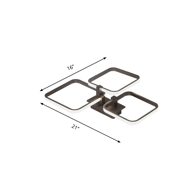 Brown Multi-Square LED Semi Flush Light Simplicity 3/5 Lights Acrylic Ceiling Lamp in Warm/White Light Clearhalo 'Ceiling Lights' 'Close To Ceiling Lights' 'Close to ceiling' 'Semi-flushmount' Lighting' 161673