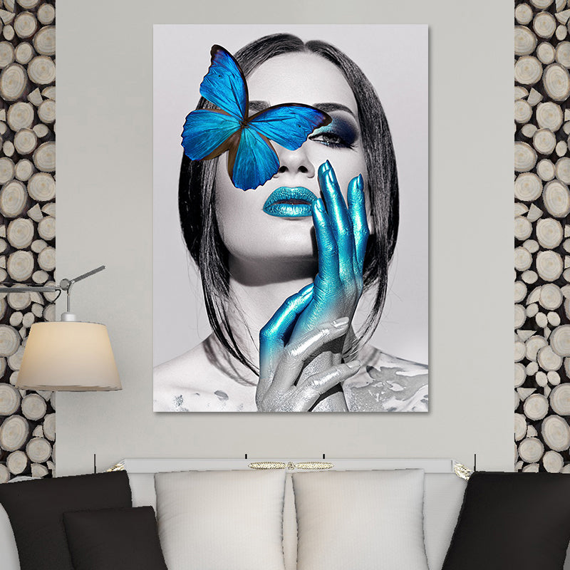 Glam Woman Figure Mur Art Dark Couleur Texturé surface Canvas Print pour intérieur de la maison