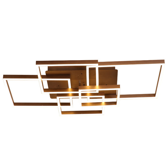 Square Acrylic Ceiling Light Modern LED 39"/47" Wide Brown Semi Flush Mount Light in Warm/White Light Clearhalo 'Ceiling Lights' 'Close To Ceiling Lights' 'Close to ceiling' 'Semi-flushmount' Lighting' 161695