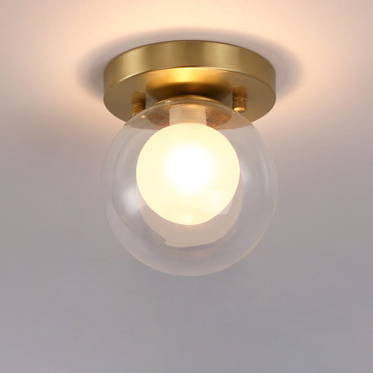 Brass Single Bulb Ceiling Flush Warehouse Clear and Opal Glass Dual Orb Flush Mount Fixture Clearhalo 'Ceiling Lights' 'Close To Ceiling Lights' 'Close to ceiling' 'Flush mount' Lighting' 1617066