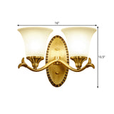 Bell Living Room Sconce Light Traditional Milky Glass 1/2-Head Brass Wall Lighting Fixture Clearhalo 'Wall Lamps & Sconces' 'Wall Lights' Lighting' 1617144