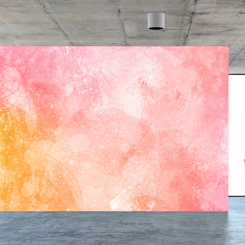 Watercolor Pattern Mural Wallpaper Soft Color Contemporary Wall Covering for Living Room Orange Clearhalo 'Wall Decor' 'Wall Mural' 1617523